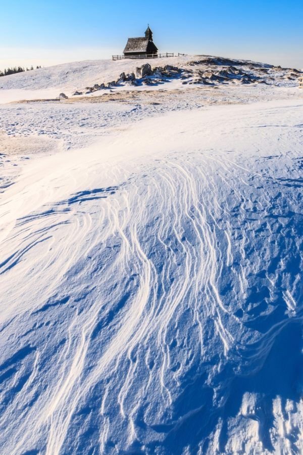 Church of Snowy Mary on Velika planina in winter SLOVENIA - WINTER IN SLOVENIA