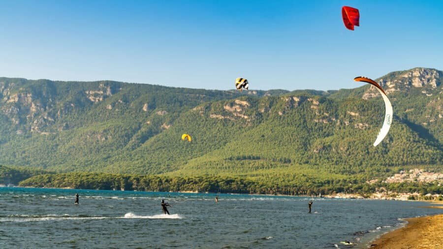 Kite surfing in Akyaka, Turkey